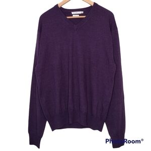 Peter Millar Men's Merino Wool Knit Pullover Long Sleeve V-Neck Sweater Size M